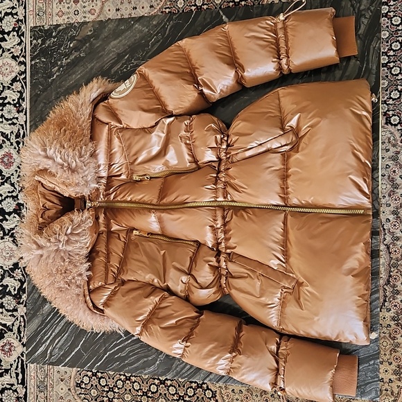 PAJAR: NEW Shiny Copper Down Puffer Jacket with Plush Mongolian Hood - Picture 5 of 12